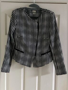 L’AGENCE Black & White Windowpane Cropped Blazer | Size 4